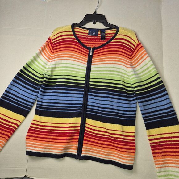 Crazy Horse a Liz Claiborne Co. Multi-Color Full Zip up Sweater, Long Sleeve L - Picture 1 of 7